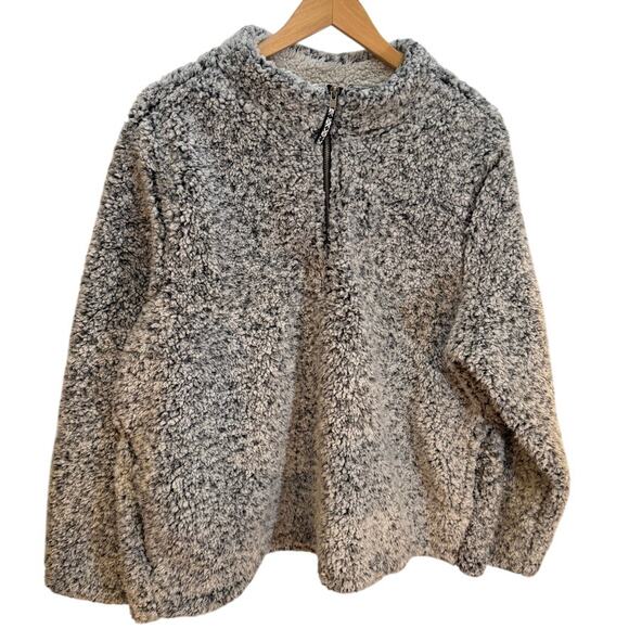 Women’s Soft & Cozy Gray Sherpa Fleece 1/4 Zip Thick Pullover Plus Sz 2X Fleece - Picture 2 of 8